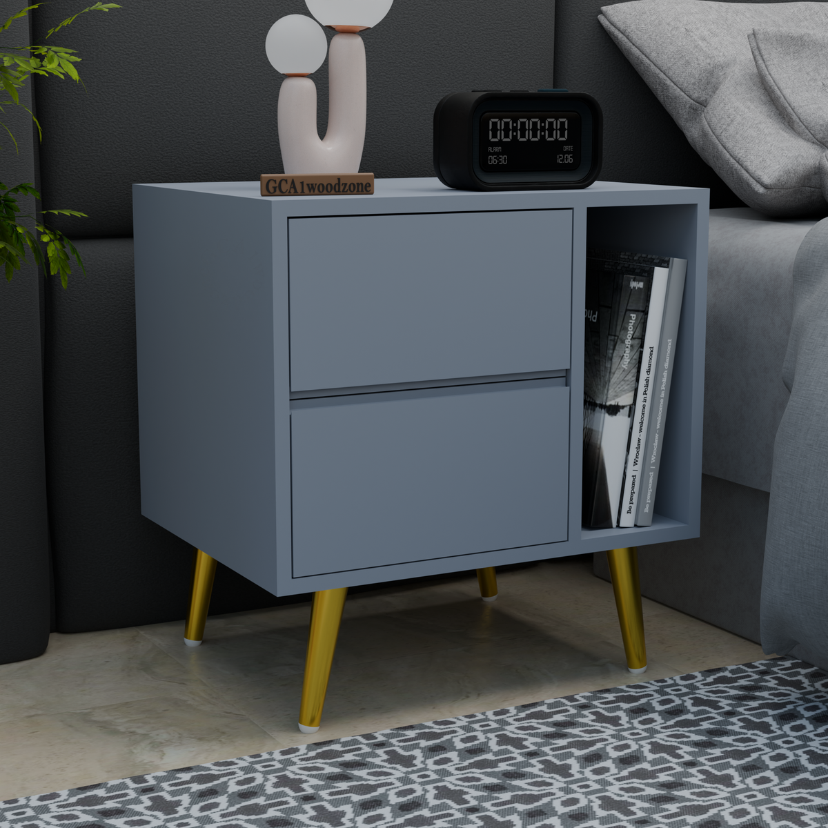 FURNITELL BED SIDE TABEL-GREY Furnitell