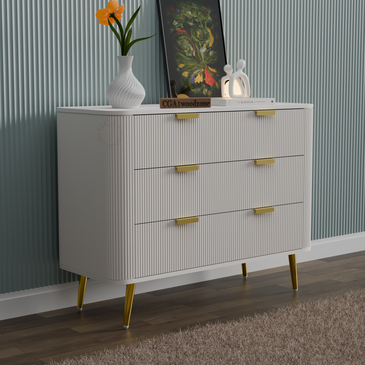 FURNITELL RR 3 DRAWER CHEST -WHITE Furnitell