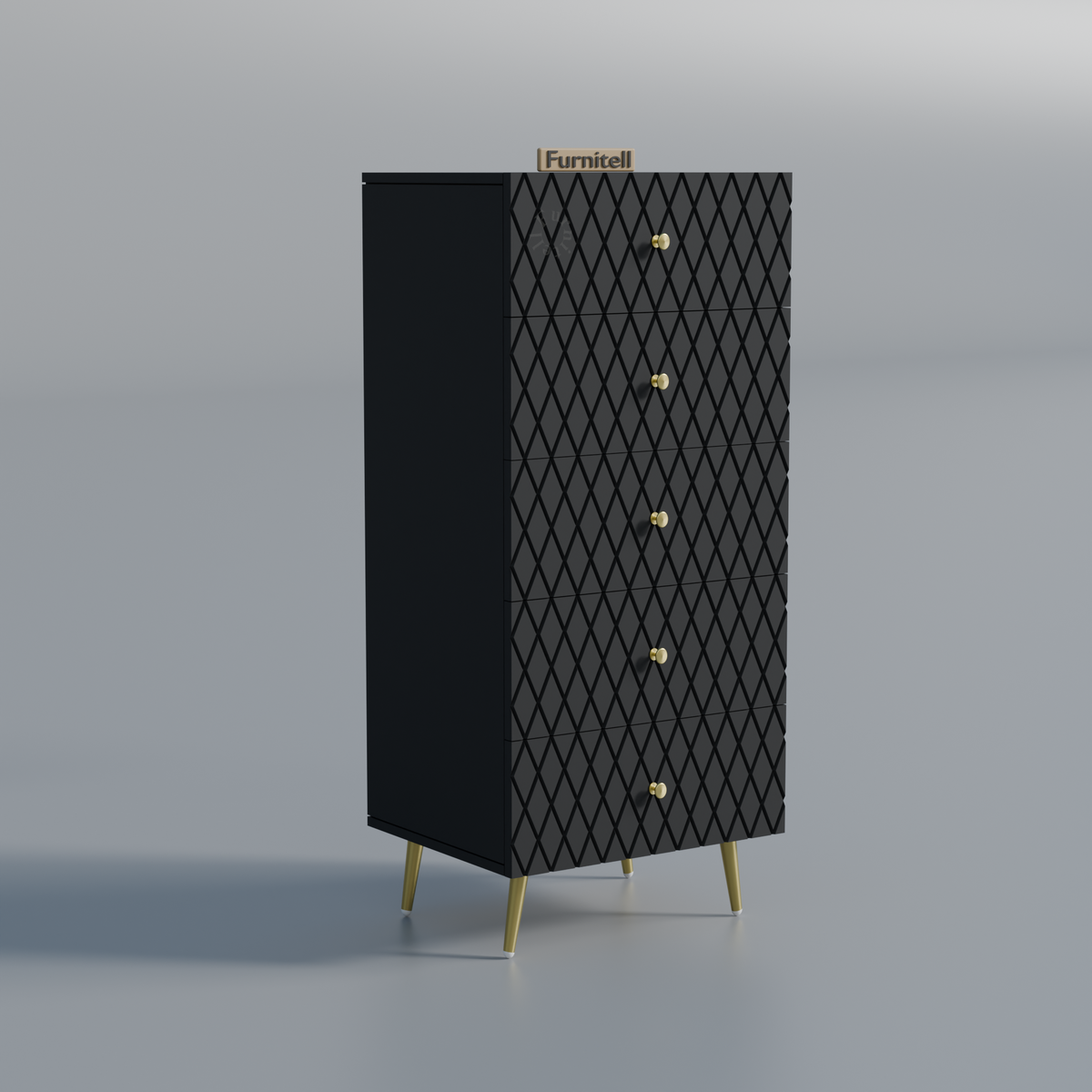 Furnitell Geometric 5 Drawer Tall Storage Chest furnitell