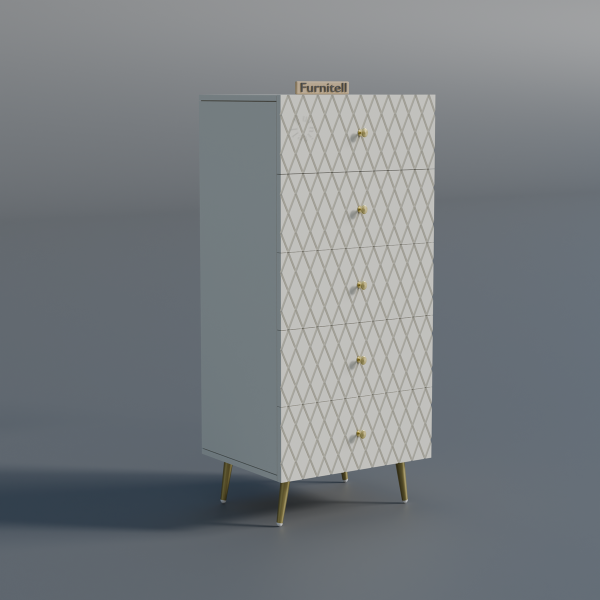 Furnitell Geometric 5 Drawer Tall Storage Chest furnitell