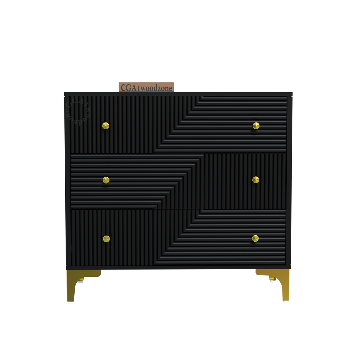 Furnitell 3 drawer chestor-black | 5 Years Warranty