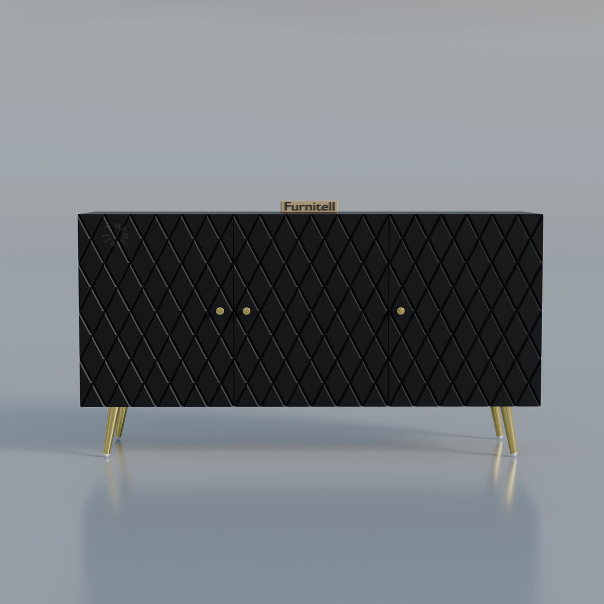 Furnitell Black Diamond Pattern Sideboard Cabinet Furnitell