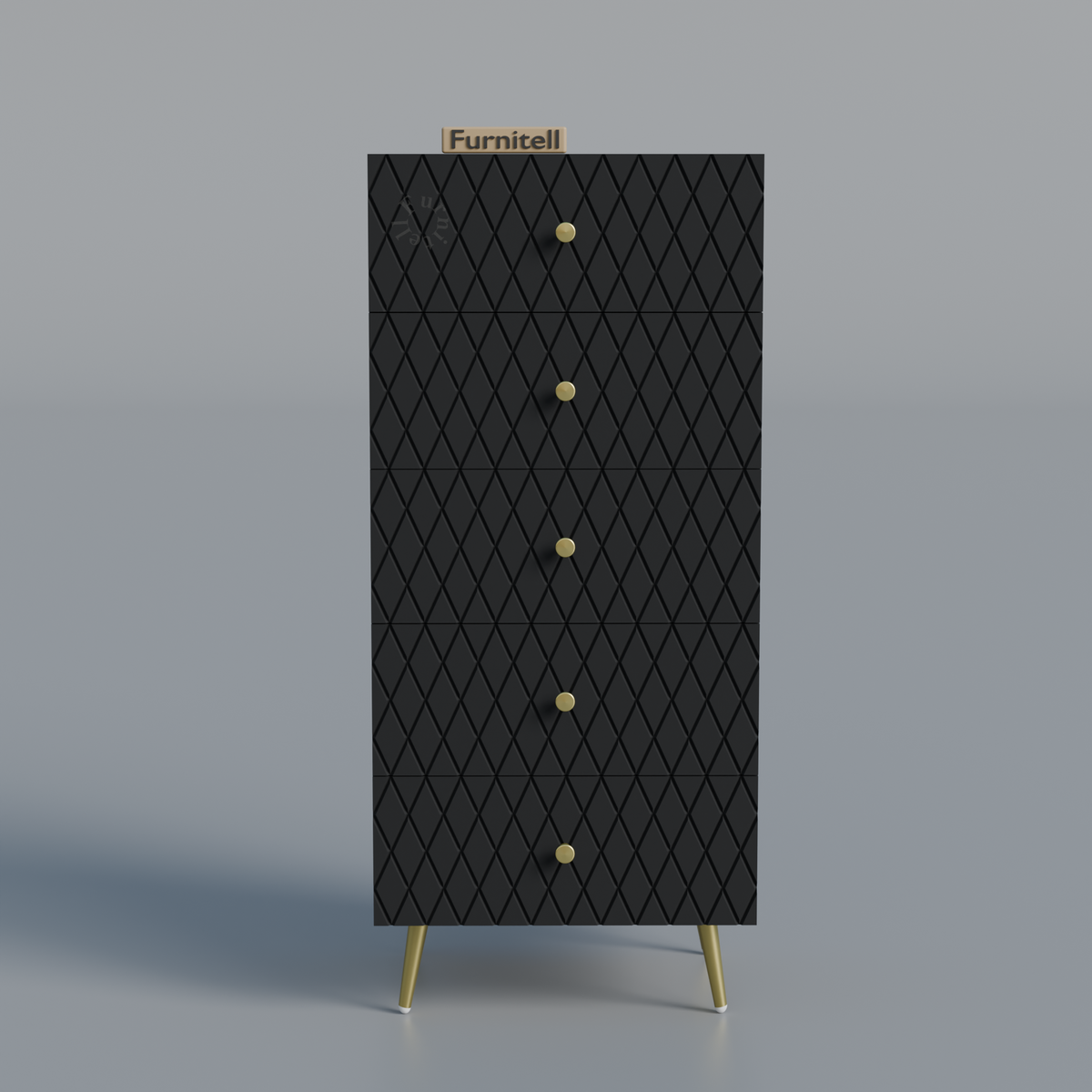 Furnitell Geometric 5 Drawer Tall Storage Chest furnitell