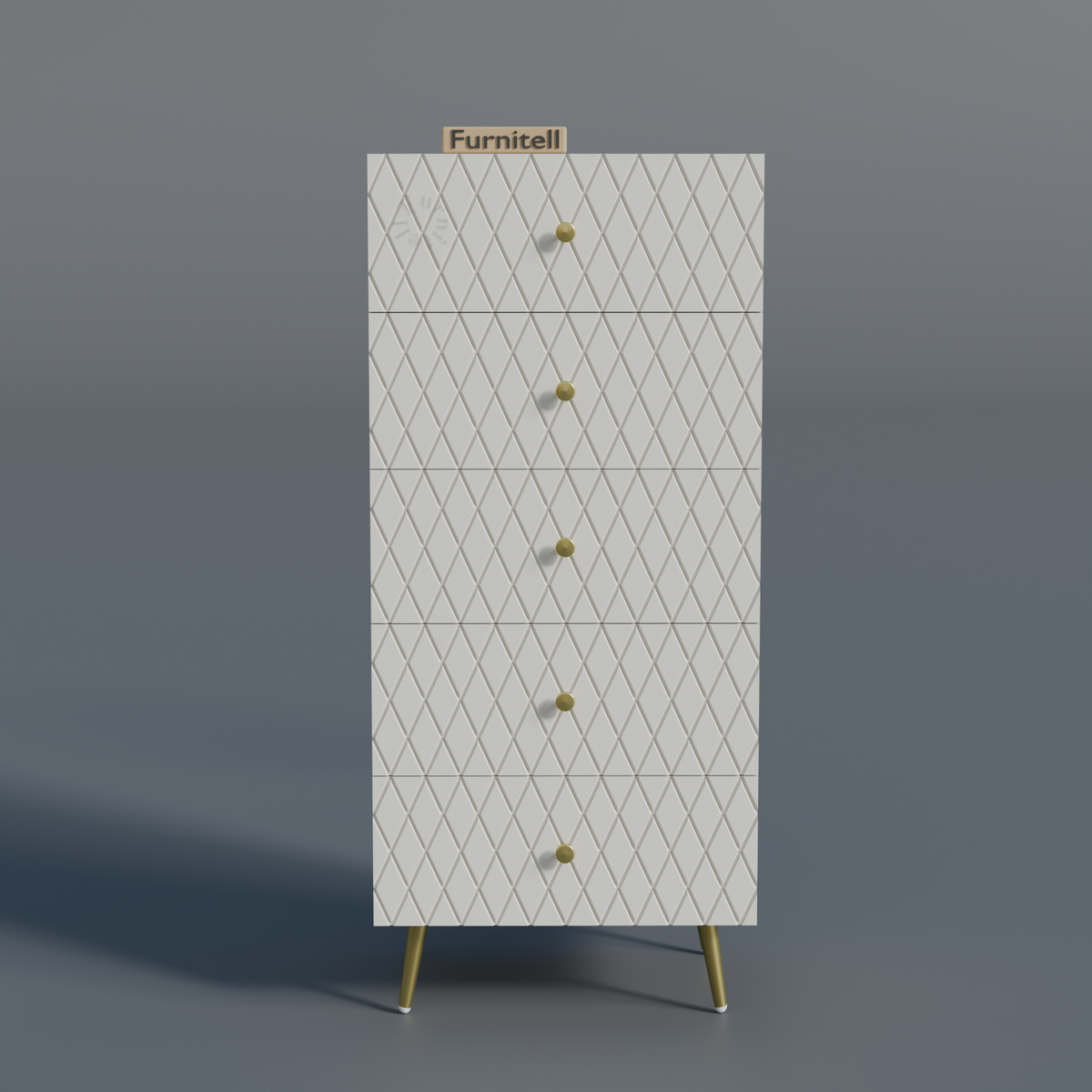 Furnitell Geometric 5 Drawer Tall Storage Chest furnitell