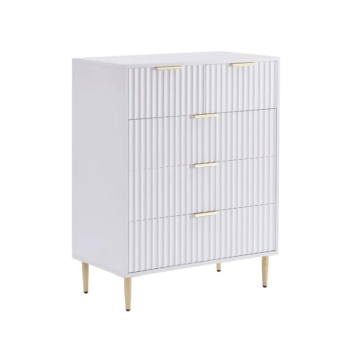 White Fluted 4-Drawer Storage Cabinet | Modern Design Furnitell