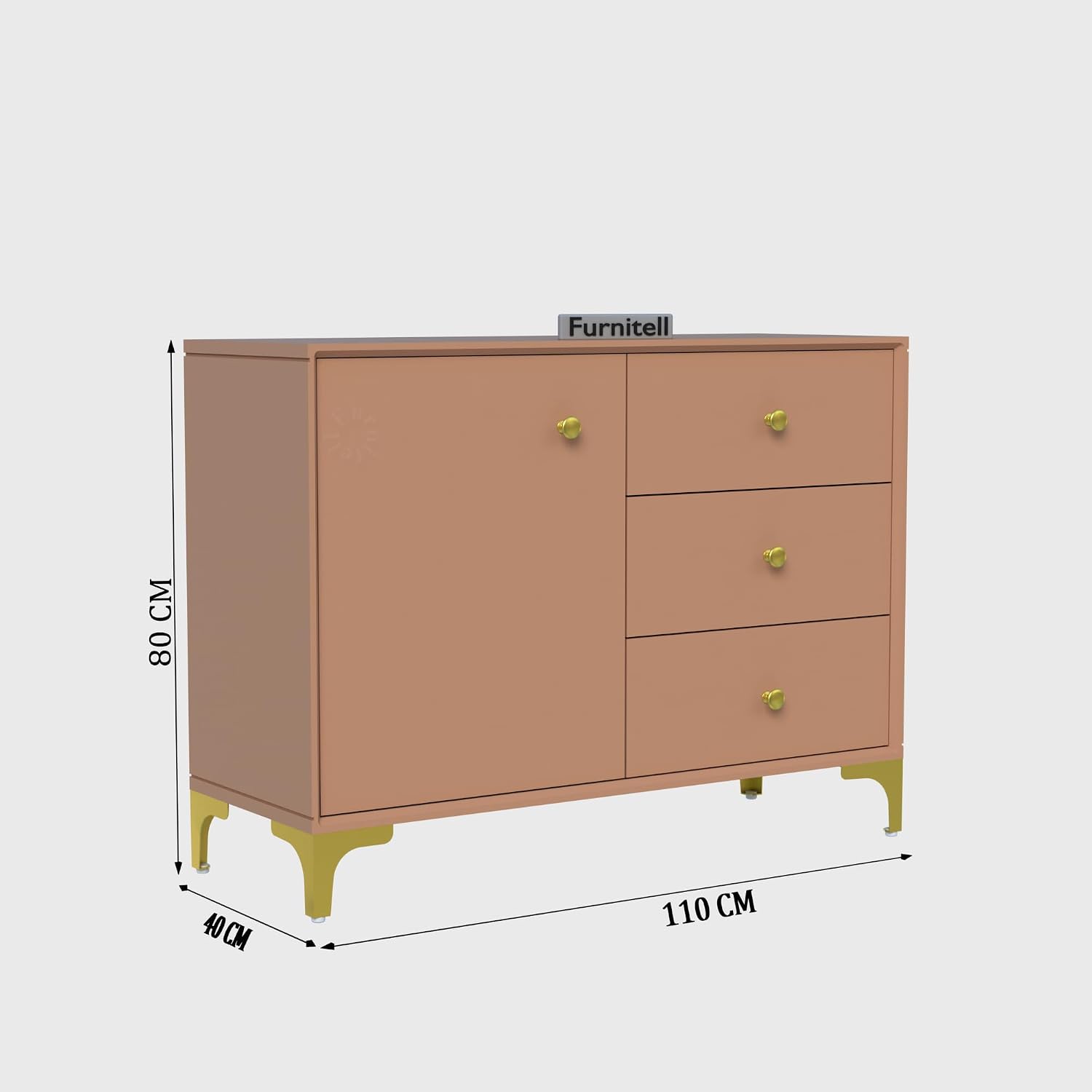 Walnut Brown Storage Cabinet with Drawers | Modern Design furnitell