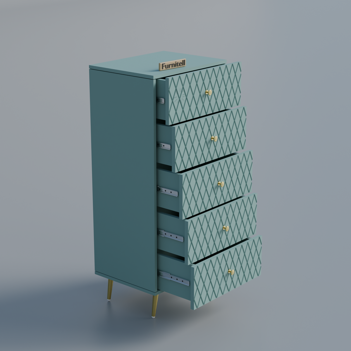 Furnitell Geometric Diamond 5 Drawer Storage Chest Furnitell