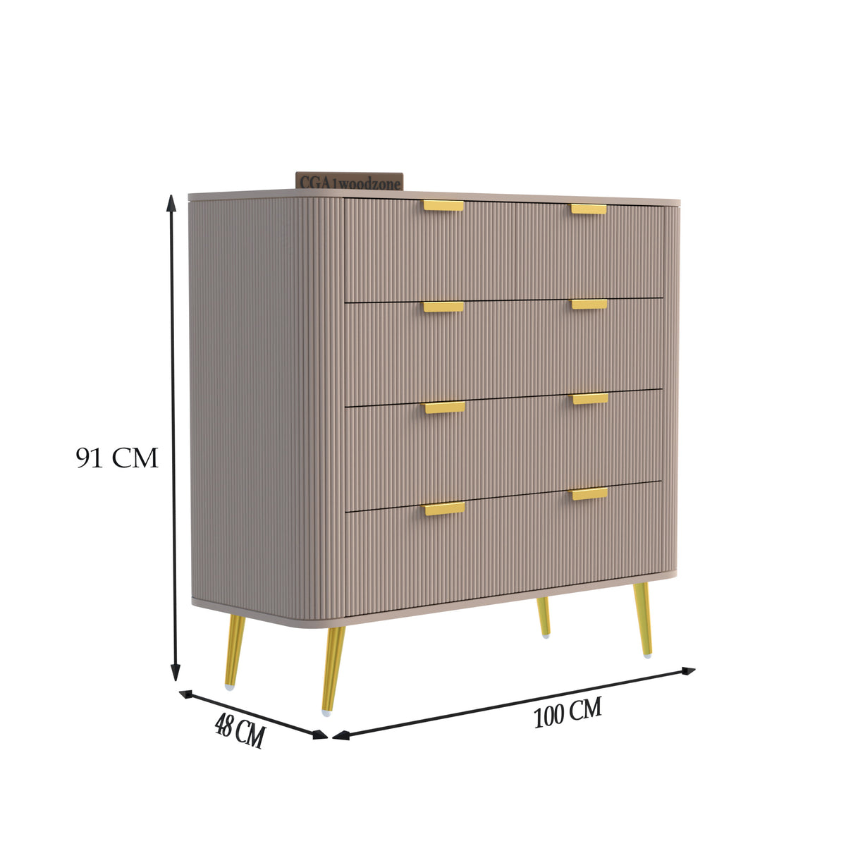 FURNITELL 5 DRAWER CHESTOR -TAUPE Furnitell