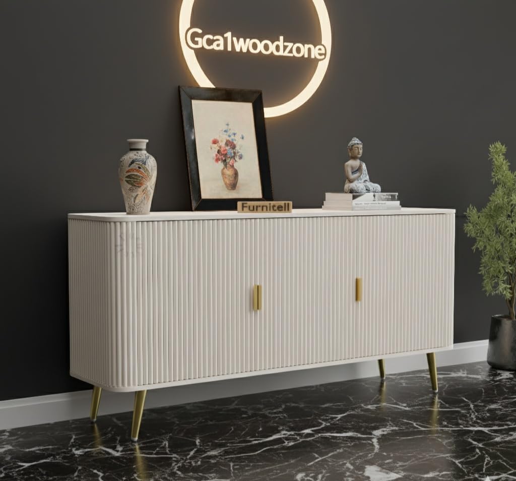 White Fluted Sideboard Cabinet | Modern Storage furnitell