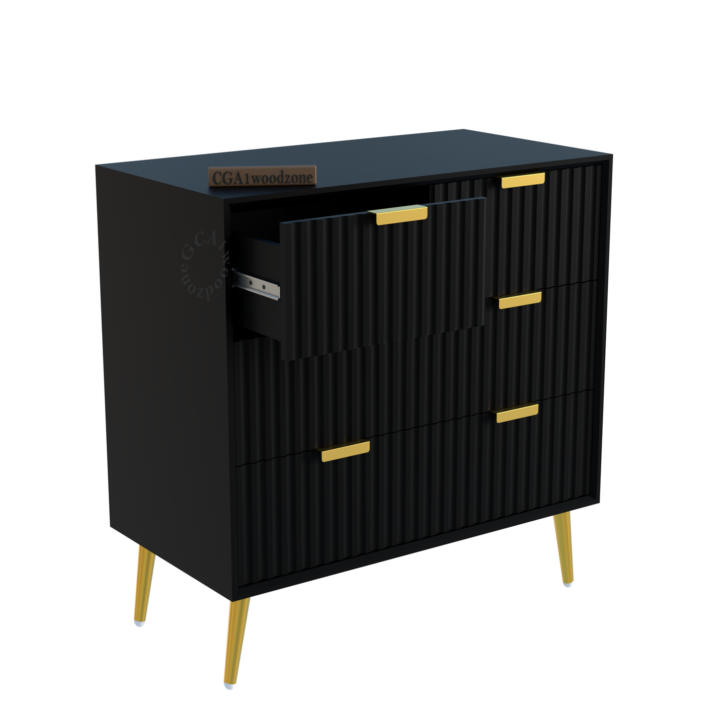 FURNITELL 4 DRAWER CHEST -BLACK Furnitell