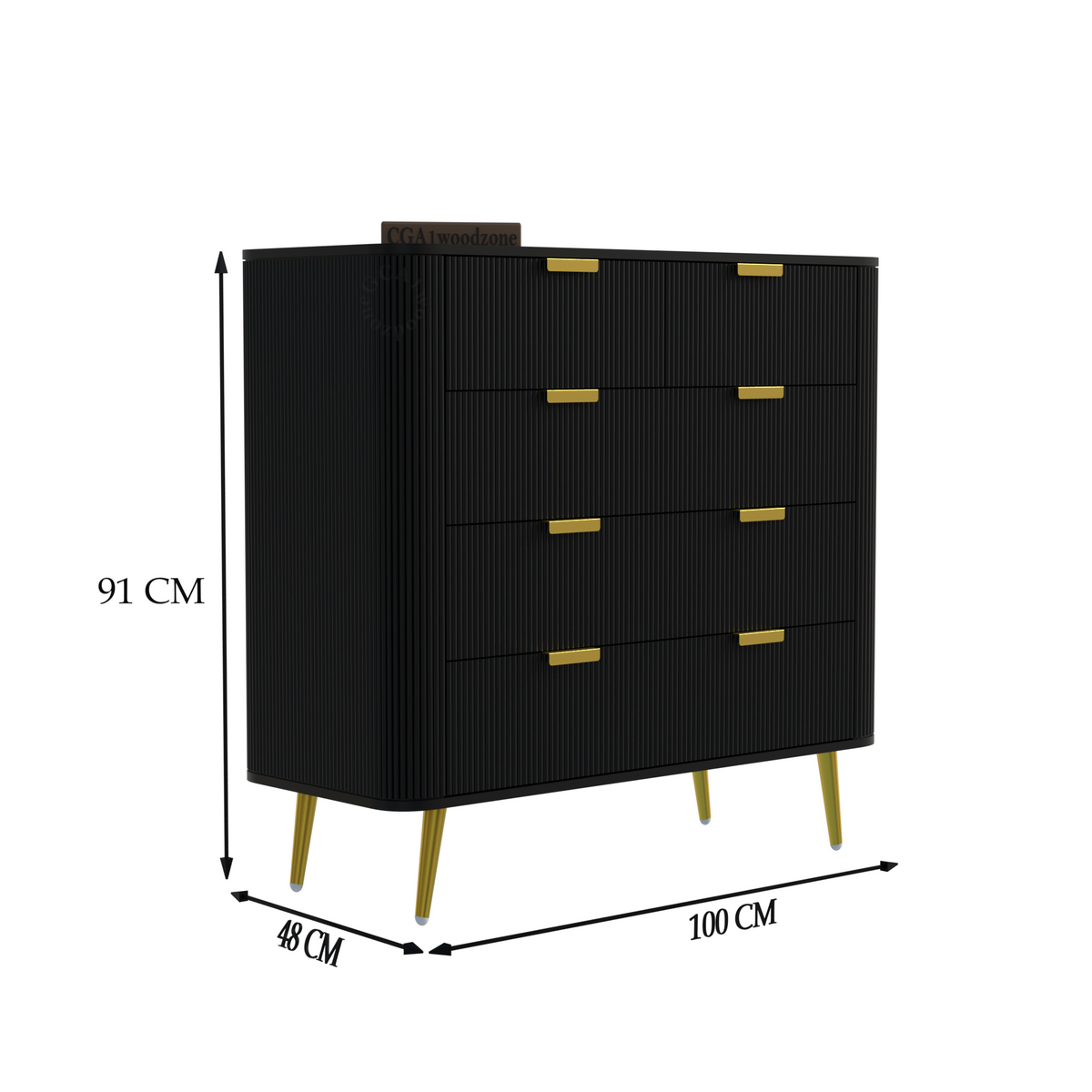 FURNITELL 5 DRAWER CHESTOR -BLACK Furnitell
