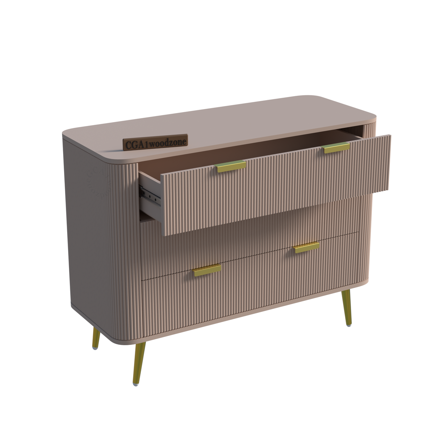 FURNITELL RR 3 DRAWER CHEST -TAUPE Furnitell