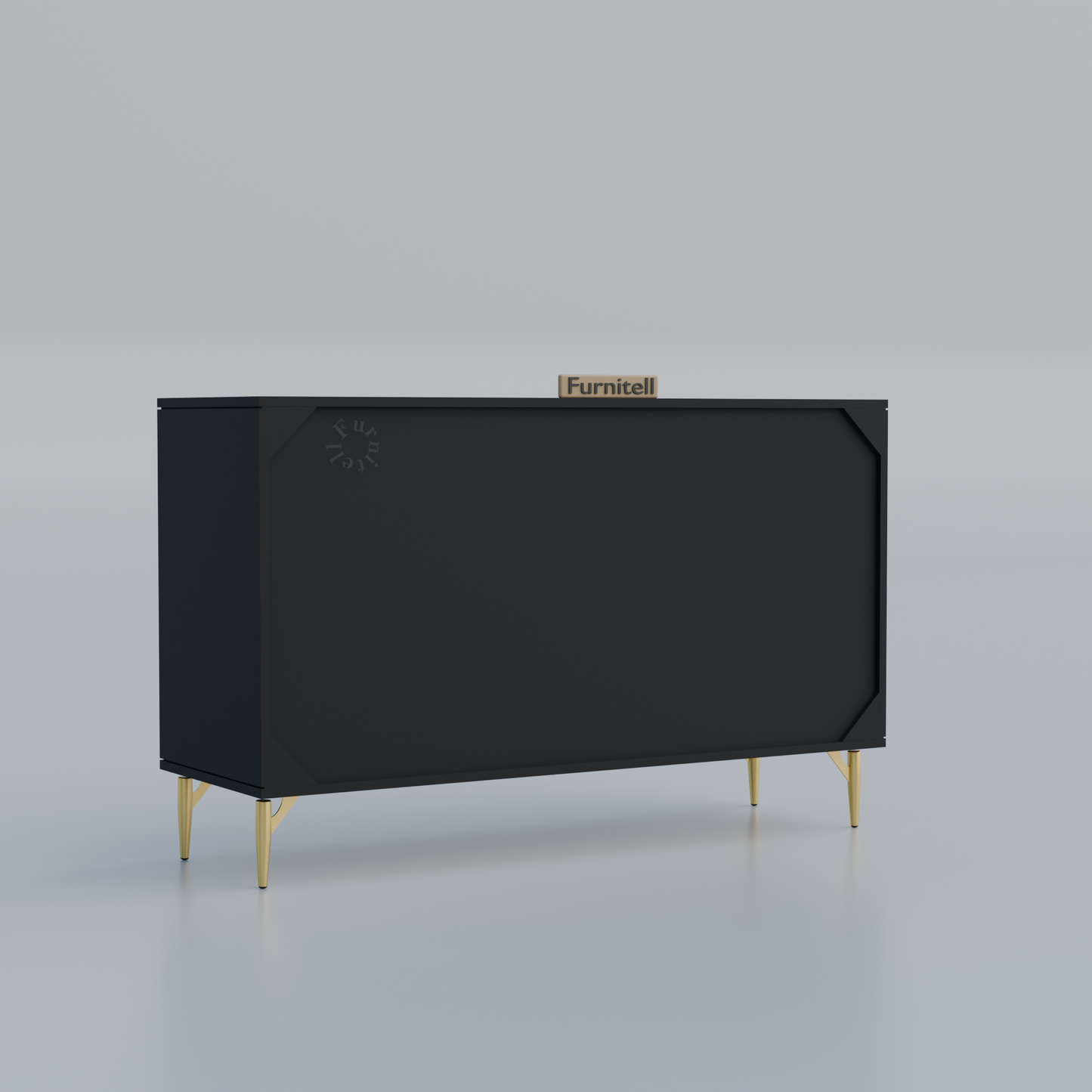 Fluted 6-Drawer Dresser – Matte Black & Gold Furnitell