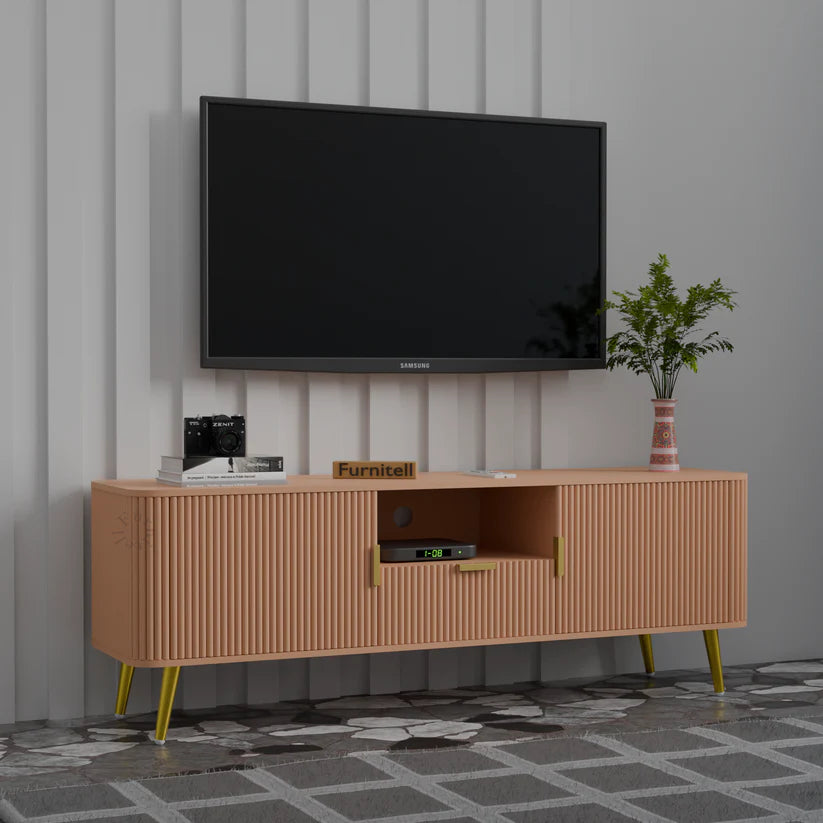 FURNITELL | Linear Fluted Mid-Century TV Console | 5 Years Warranty Furnitell