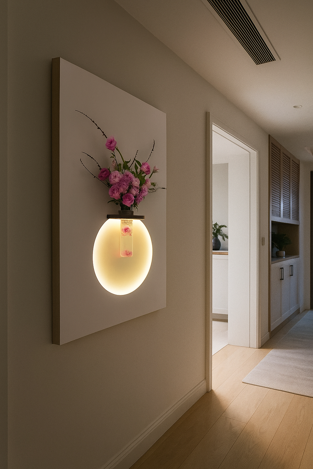 Glowing Wall Flower Vase Frame with LED Backlight Furnitell