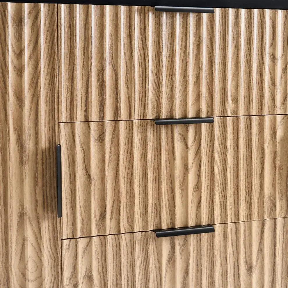 Furnitell Sideboard with Drawers- Black/Wood Effect furnitell