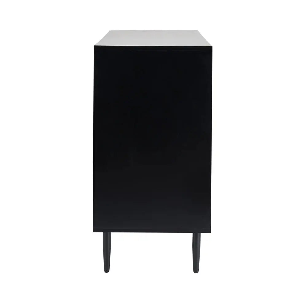 Furnitell Sideboard with Drawers- Black/Wood Effect furnitell