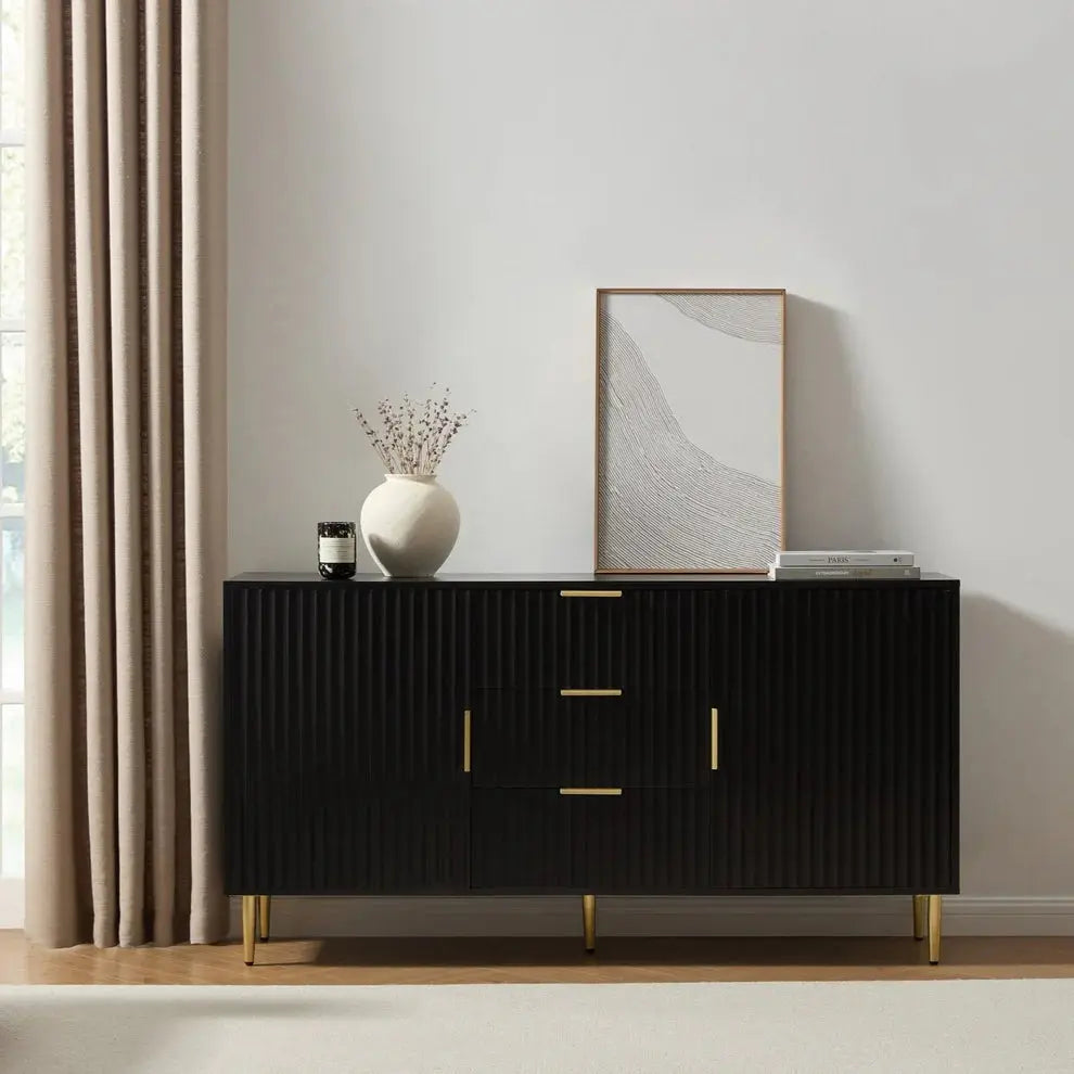 Furnitell Sideboard with Drawers - Black furnitell