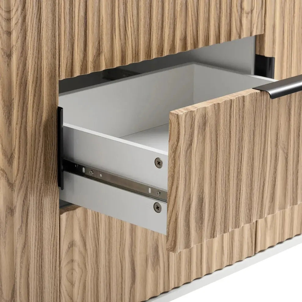 Furnitell Sideboard with Drawers - White/Wood Effect furnitell