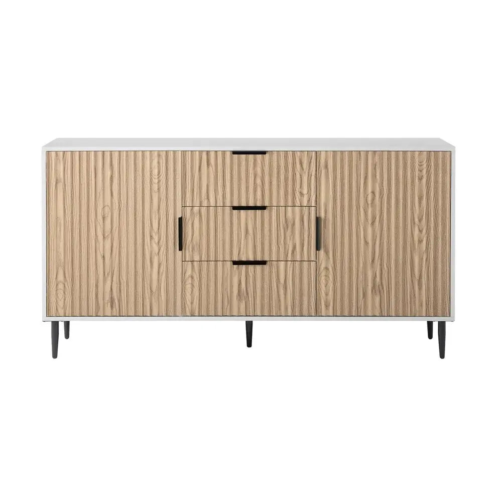 Furnitell Sideboard with Drawers - White/Wood Effect furnitell