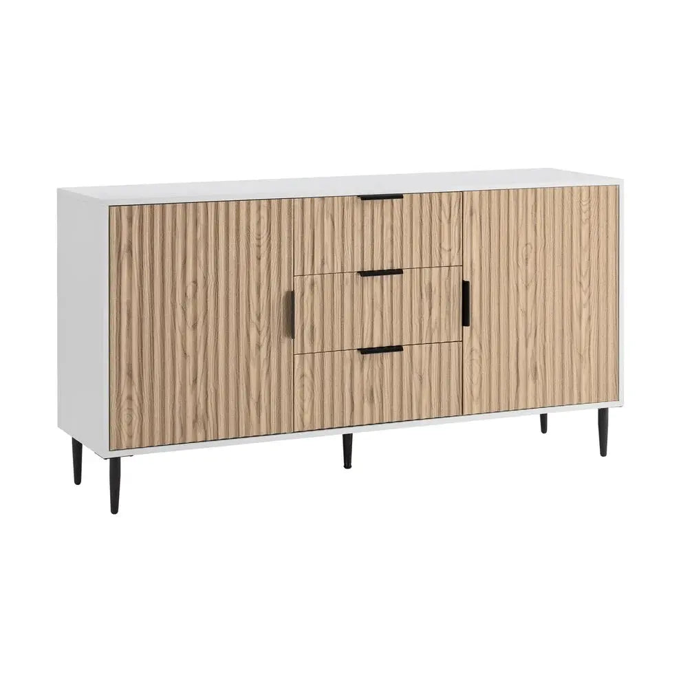 Furnitell Sideboard with Drawers - White/Wood Effect furnitell