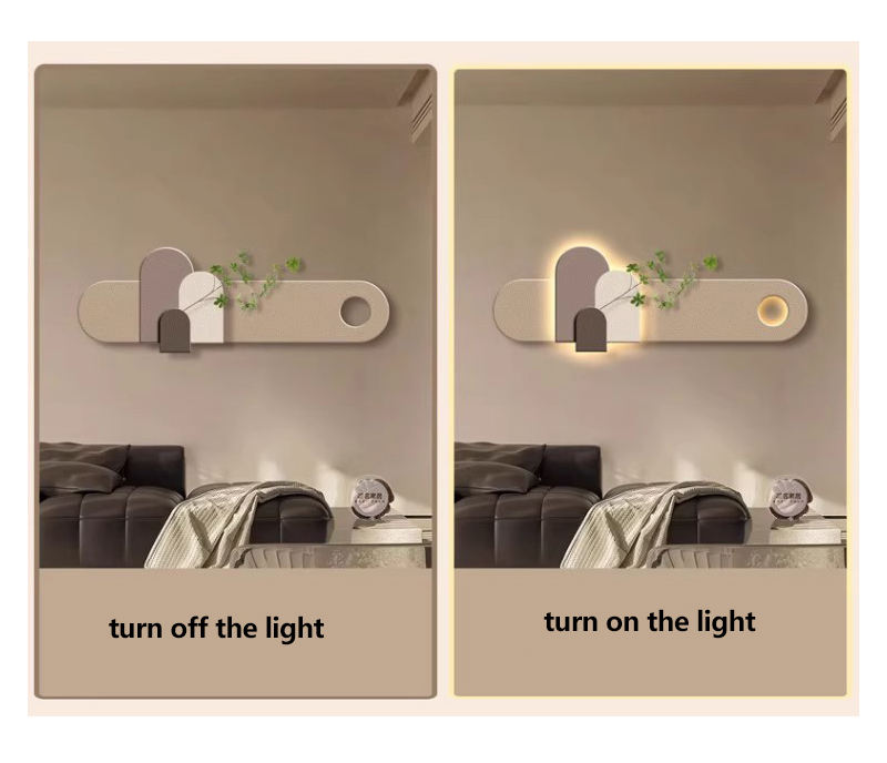 Long Sandstone LED Wall Art Panel with Mini Planter Furnitell