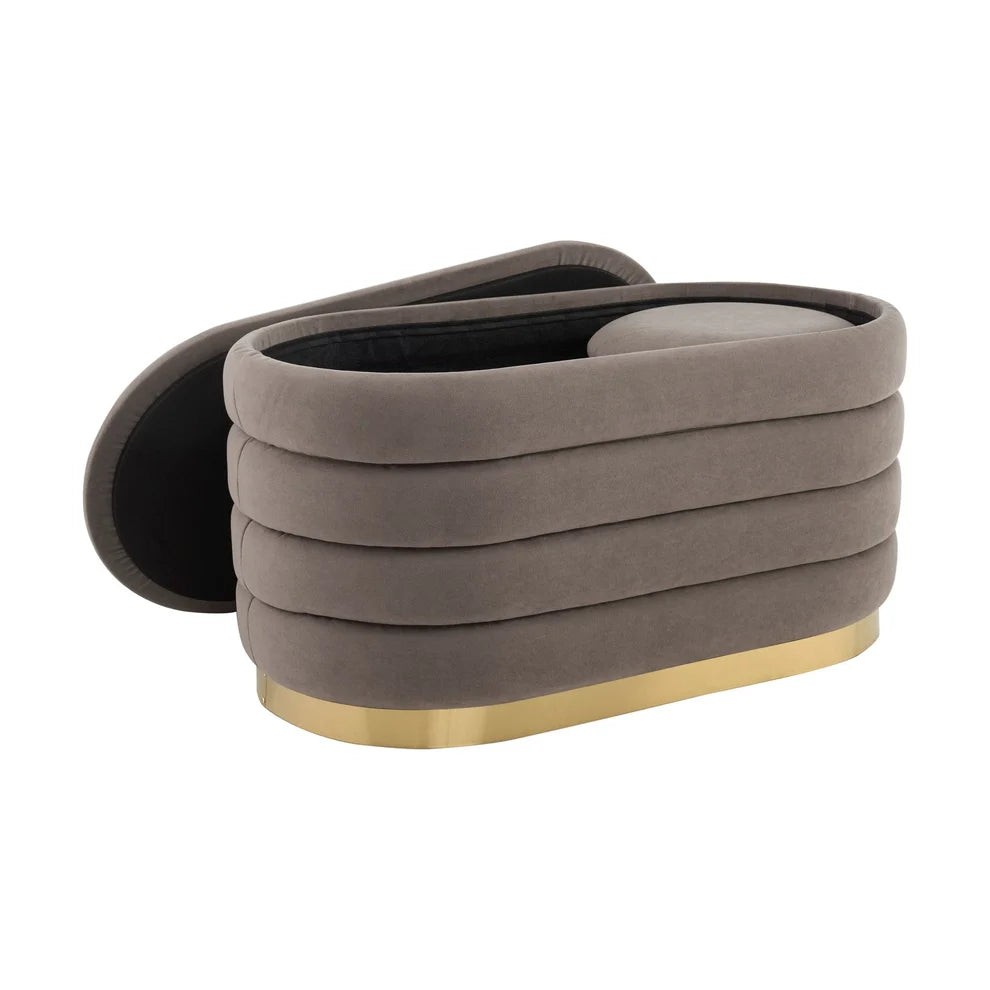 Taupe Upholstered Ottoman and Stool Set Furnitell