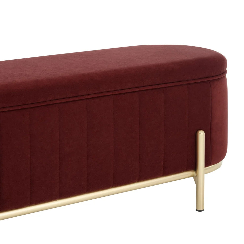 Rust Upholstered Storage Ottoman Bench furnitell