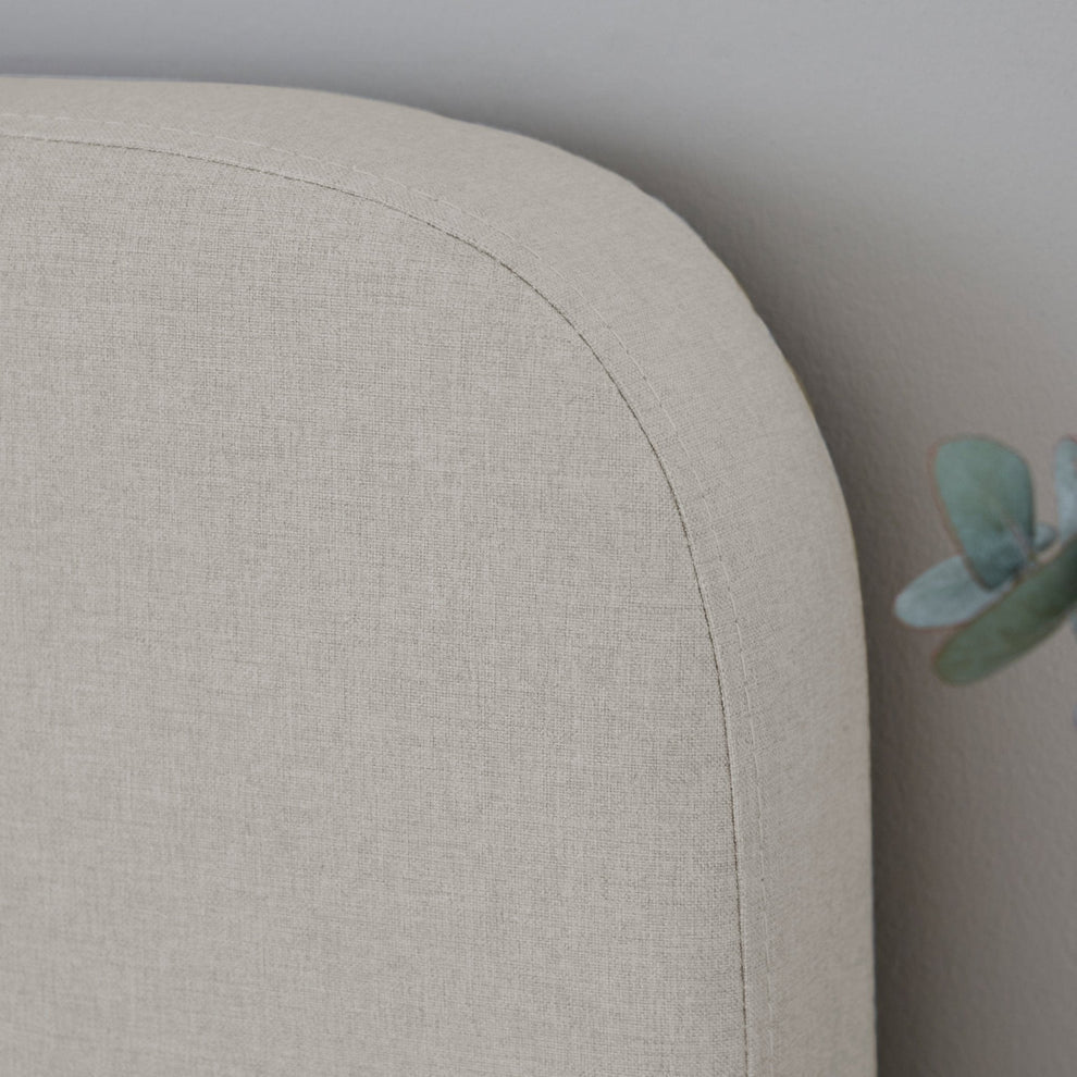 Cream Upholstered Bed Frame with Rounded Headboard Furnitell