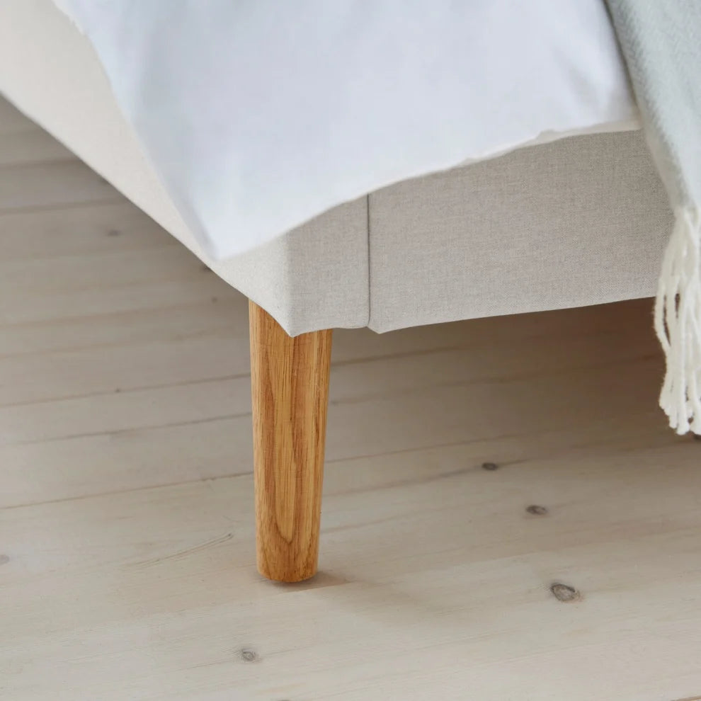 Cream Upholstered Bed Frame with Rounded Headboard Furnitell