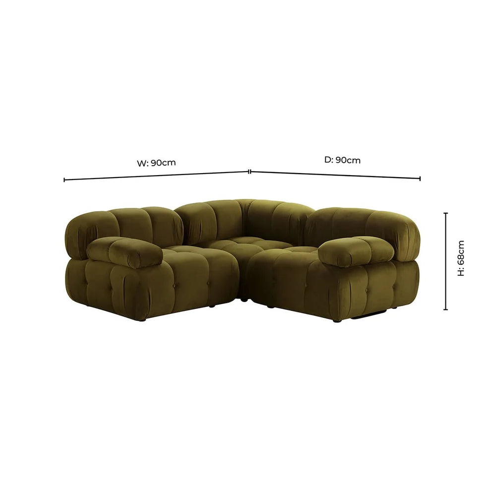 Rich Green Corner Sofa with Deep Cushions & Rounded Design Furnitell