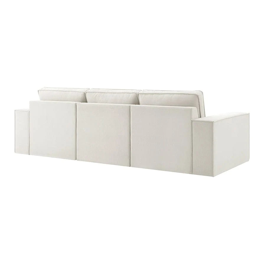 Ivory 3 Seater Sofa with Chaise, Plush Cushions & Wide Arms Furnitell