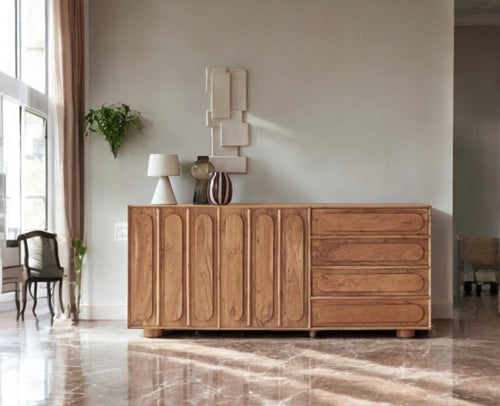 Chicago Solid Wood Two Door Three drawer Storage Cabinet Furnitell