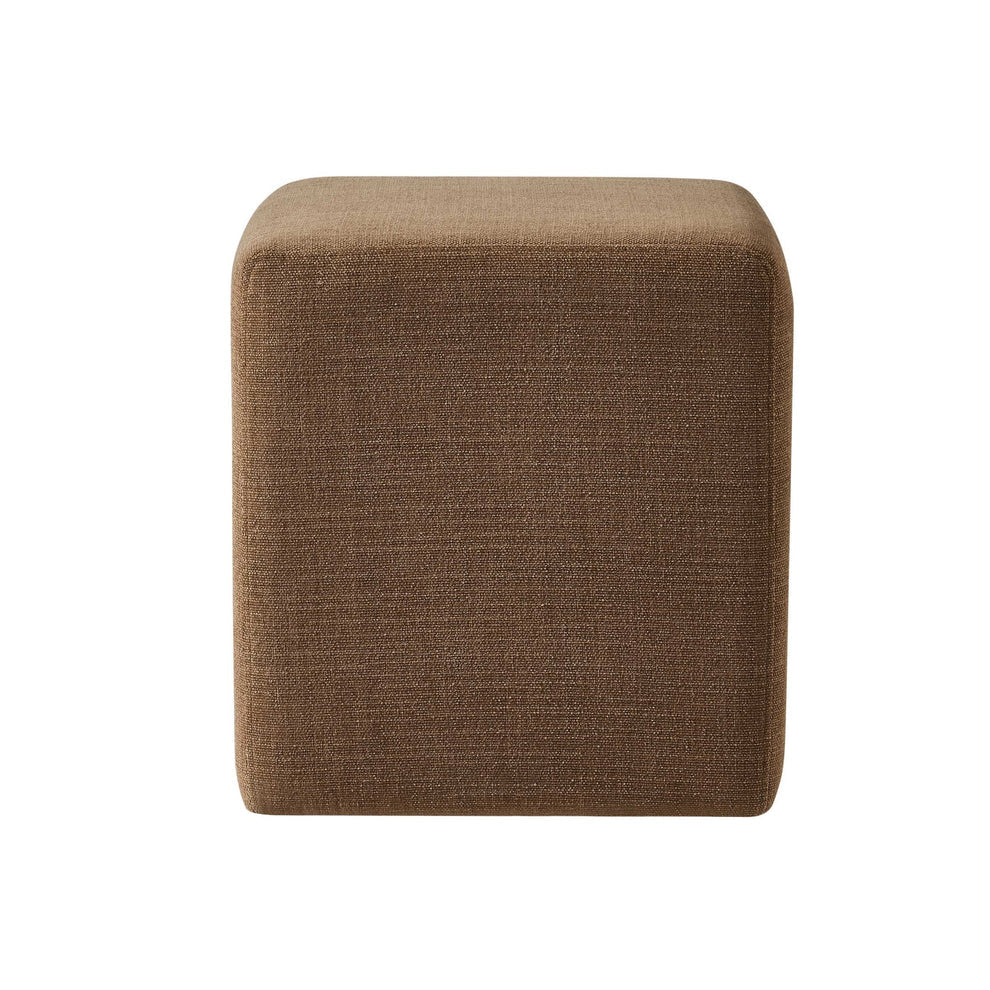 Brown Upholstered Square Pouffe Ottoman Furnitell