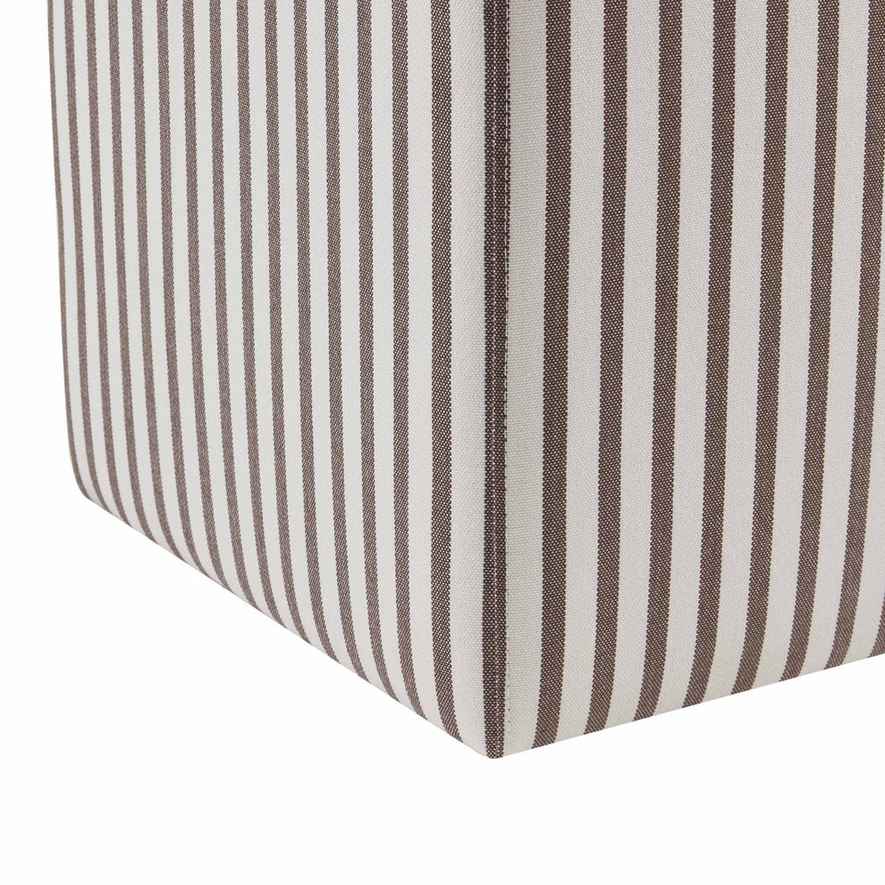 Cream & Brown Striped Upholstered Pouffe Furnitell