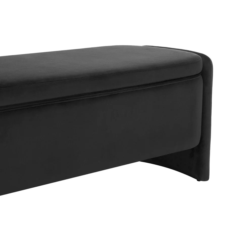 Black Upholstered Curved Bench Furnitell