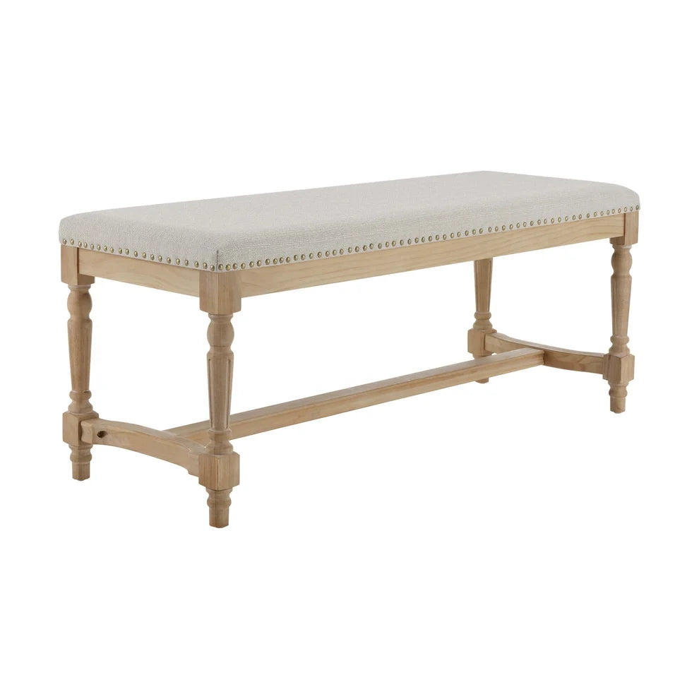 Stone Grey Upholstered Wooden Bench furnitell