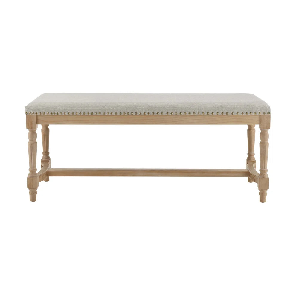 Stone Grey Upholstered Wooden Bench furnitell