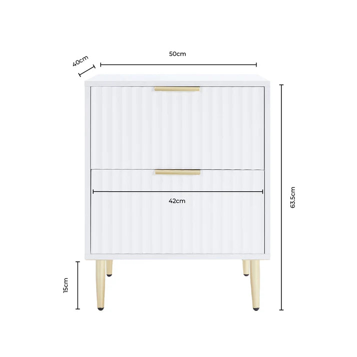 Furnitell 2 Drawer Bedside Table furnitell