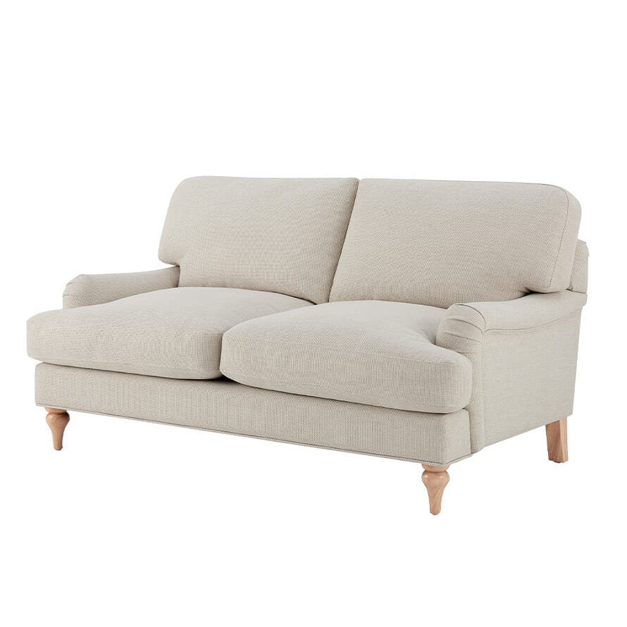 Beige 2 Seater Sofa with Cushioned Seats & Wooden Legs furnitell