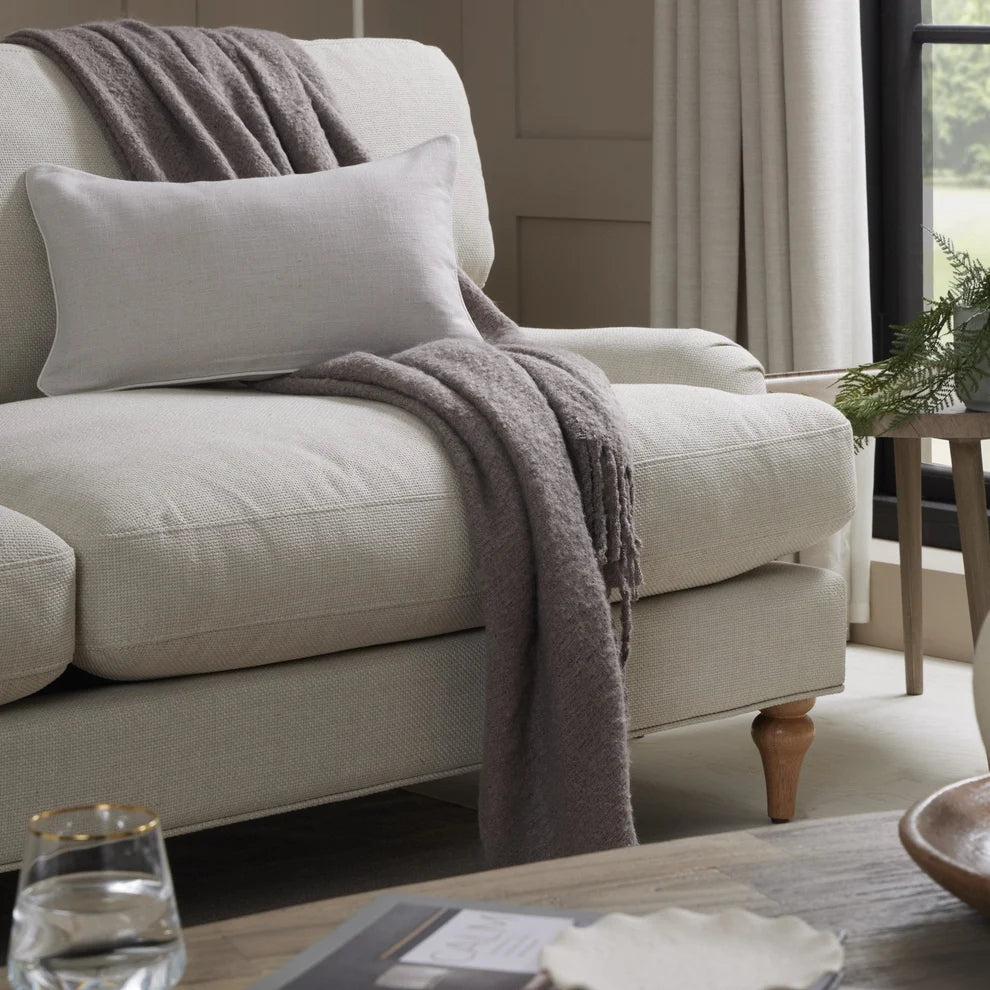 Beige 2 Seater Sofa with Cushioned Seats & Wooden Legs furnitell