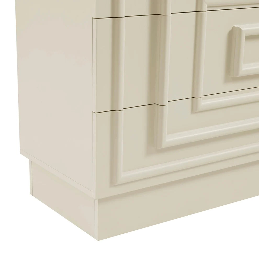 Cream 6 Drawer Chest with Raised Panel Front Design furnitell