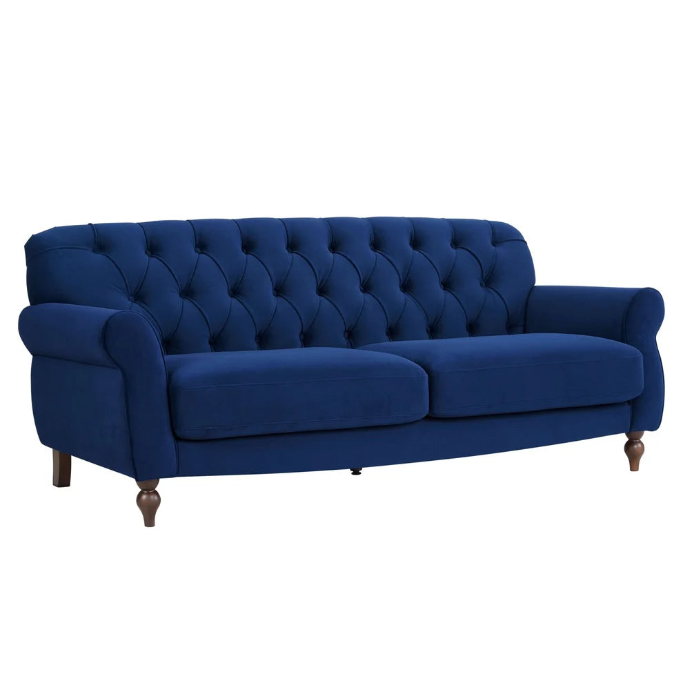 Royal Blue 3 Seater Sofa with Tufted Back & Rolled Arms furnitell