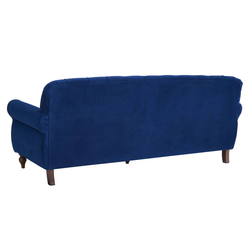 Royal Blue 3 Seater Sofa with Tufted Back & Rolled Arms furnitell