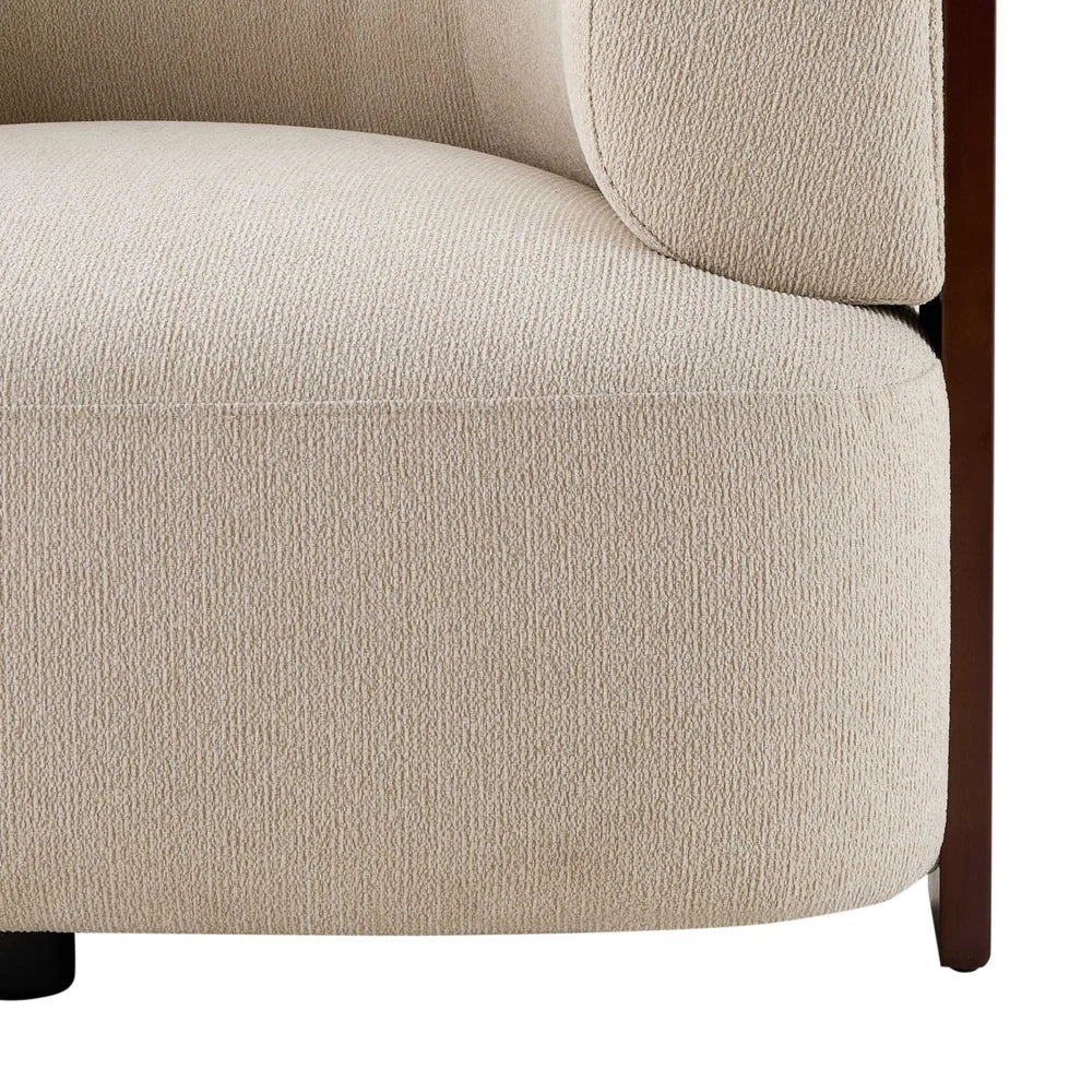 Sand Beige Accent Chair with Bouclé Upholstery & Curved Arms furnitell