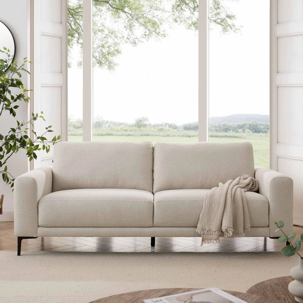 Beige 3 Seater Sofa | Modern Fabric Sofa Furnitell