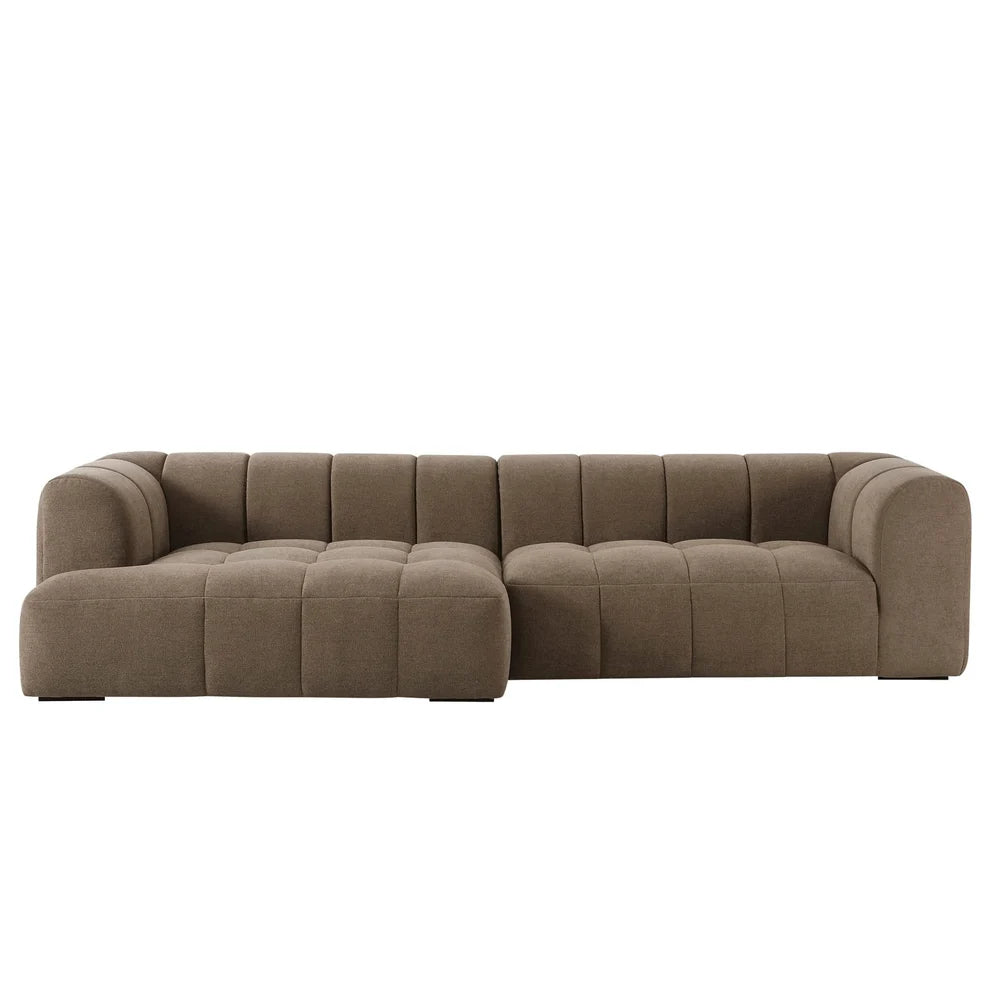 Mushroom Brown L Shaped Sofa with Left Chaise & Ottoman Furnitell