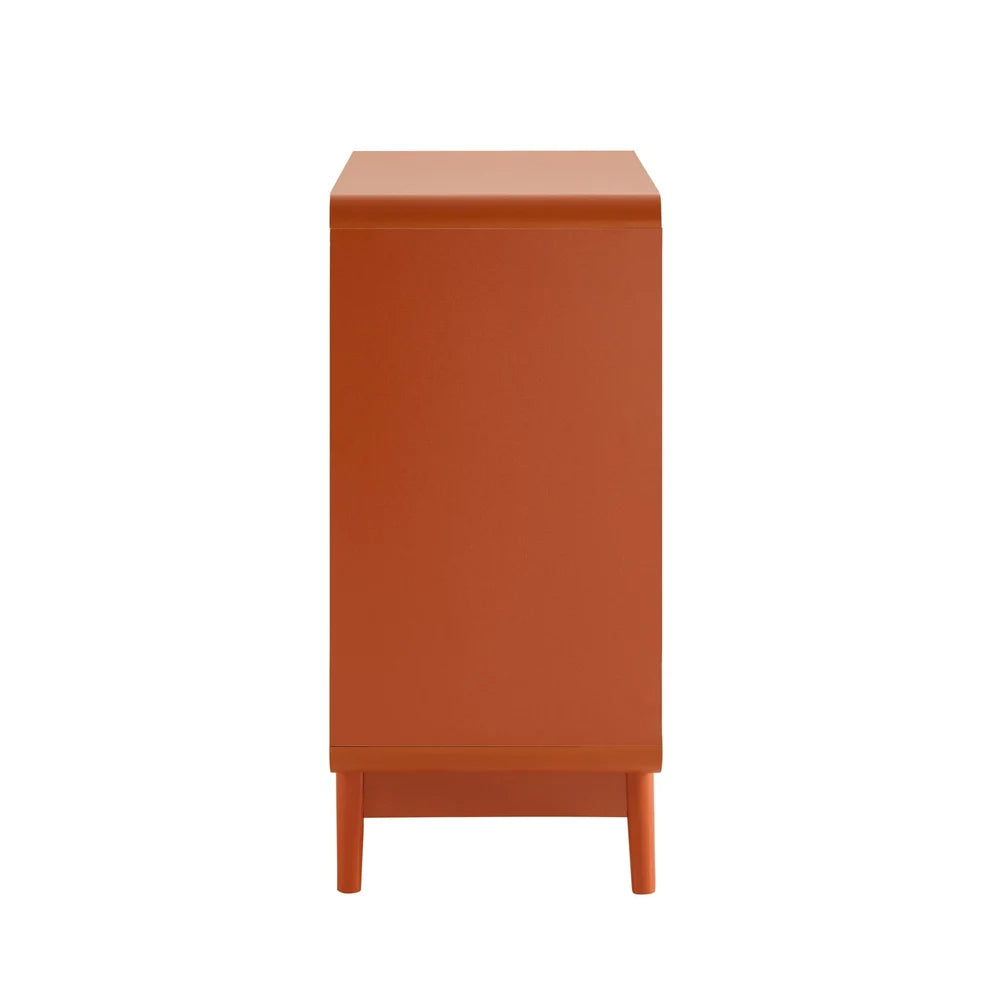 Burnt Orange Wooden Bookcase with 1 Door & Open Shelves furnitell