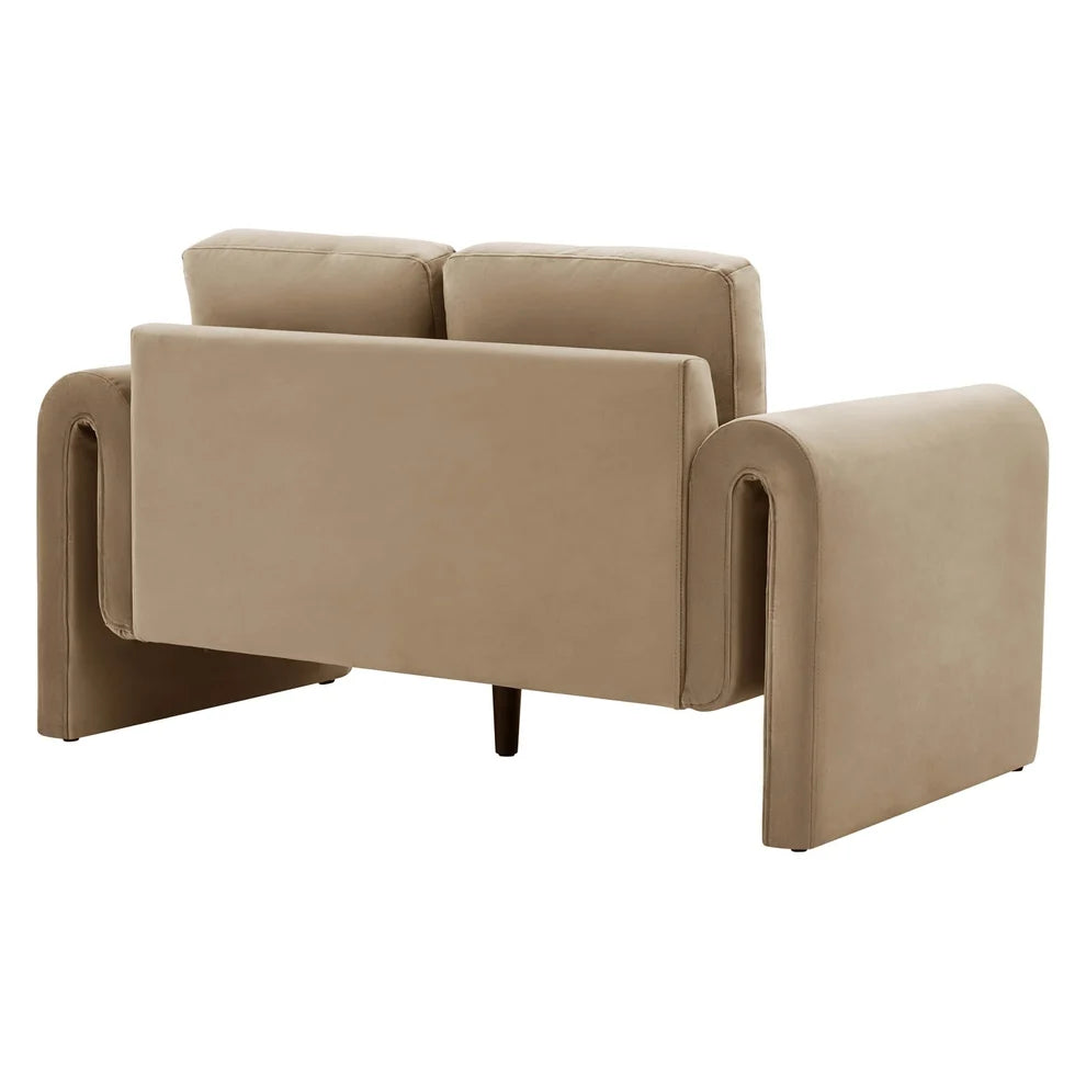 Latte 2 Seater Sofa with Plush Cushions & Rounded Arms Furnitell