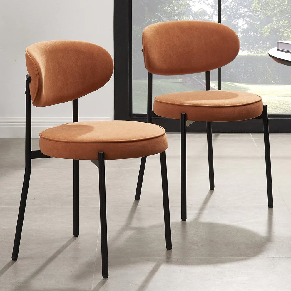 FURNITELL SET of 2 Dining Chairs - Matte Velvet - Burnt Orange 4.87 (236)